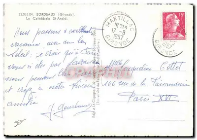 A Catedral de São André — Bordeaux — Editor La Cigogne — Verso