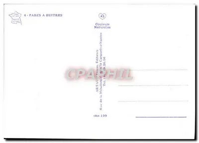 Cultivo de ostras — França — editor ARTAUD Frères, Nantes, n° 109 — Verso