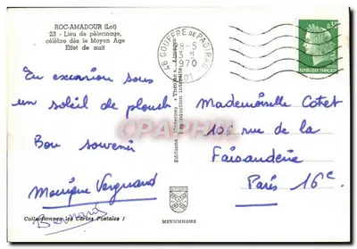 Roc-Amadour — Château médiéval sur falaise — Éditions Modernes "Théodèse", n° 23 — Verso