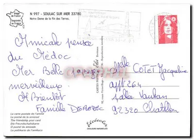 Soulac sur Mer — Kerk van het Einde van de Aarde — Uitgever Elcé, n° 997 — Achterkant