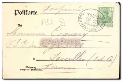 Stara pocztówka Pozdrowienia z Aachen Platz Friedrich Wilhelm — Rewers