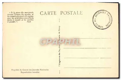Días Nacionales de Julio 1929 — Conmemoración de los soldados muertos por la Patria — Editor: Imprenta de los Días Nacionales de Nancy — Reverso