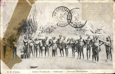 Bilhete postal antigo Congo Francês Oubangui Grupo