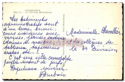 Casablanca — Les Services Municipaux — wydawca Paris-Strasbourg — Rewers