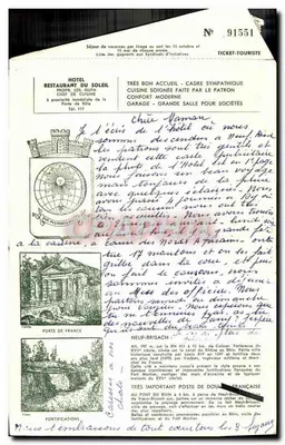 Bilhete postal antigo Carta Letra Alsácia Cigana Hotel do Sol Estrada de Basileia Neuf-Brisach — Verso