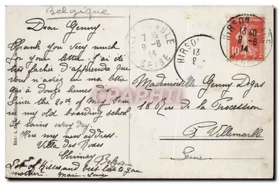 Chimay — Pensionato de Ste Chrétienne — Passagem Jeanne d'Arc — Verso