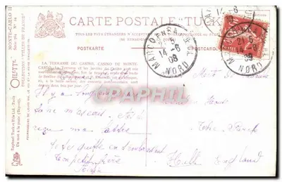 Monte-Carlo — A Terrasse do Casino — Tuck & Elia Ltd. (Dijon) n° 74 — Verso