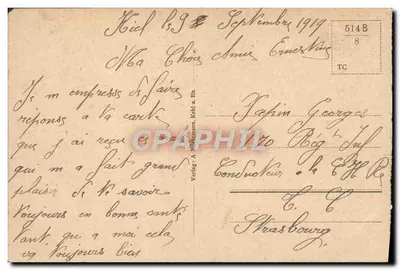 Kehl A. Rh. — Część przy pomniku żołnierzy — Wydawca A. Nöthemann, Kehl a. Rh. — Rewers