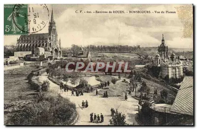 Stara pocztówka — Otoczenie Rouen Bonsecours — Widok z Plateau