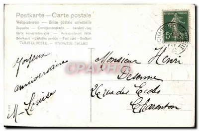 Aniversário — pombas e rosas — editor desconhecido, número de série não visível — Verso