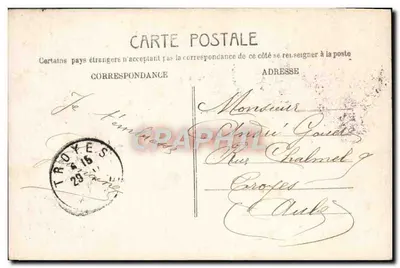 Jeune femme avec bouquet de fleurs — Bonne Fête imprimé en calligraphie — éditeur M.F. n° 882 — Verso