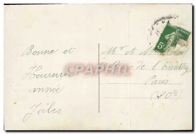 Jovem homem com buquê de rosas — Boa Ano — editor 'Villard', n° 7461 — Verso