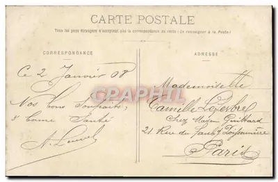 Amitiés — Dobre Nowe Rok 1908 — Drukarnia Riolante Nancy — Rewers