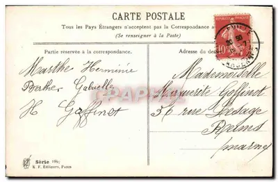 Bukiet fiołków — Najserdeczniejsze pozdrowienia — K. F. Éditeurs, Paryż, seria 186 — Rewers