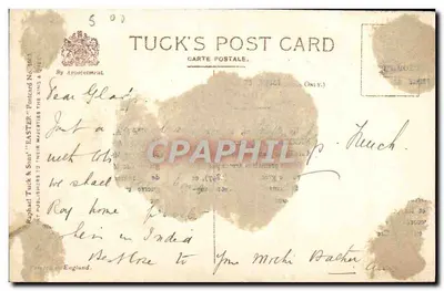 Anges chantant — scène de Pâques — éditeur TUCK'S POST CARD — Verso
