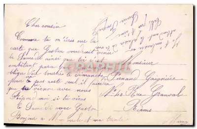 Jovem casal à beira de um curso d'água — editor A.N. Paris, n° 1414 — Verso