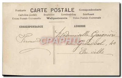 Homem de terno — com buquê de flores — cartão postal 'Heureux' editado pela União Postal Universal — Verso