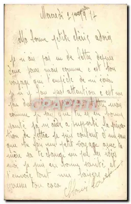 Carta de Amor — texto impresso e decoração floral — La Favorite, n°2433, Paris — Verso