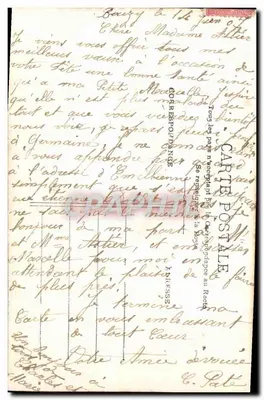 Kobieta w różowej sukni z paskami — kwiaty — wydawca ELD n°4162 — Rewers