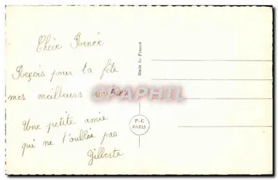 Młoda kobieta w pelerynie — Szczęśliwego dnia — P-C Paris nr 3896 — Rewers