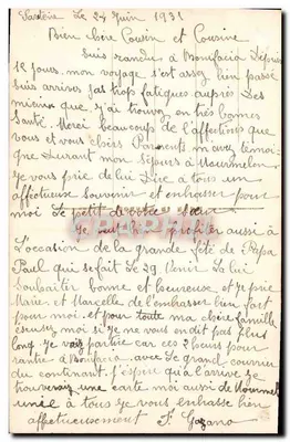 Jeune femme en robe à rayures bleues — décor floral — éditeur Lola, n° 177 — Verso
