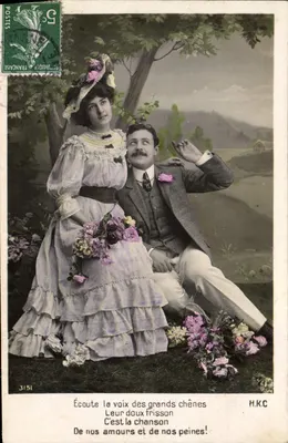 Casal sob carvalhos — H.K.C. — n°3151