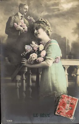 Um casal em cena romântica — 'LE RÊVE' — editor Paris, n° 1060