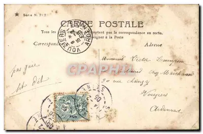 Femme en robe jaune — scène de poème « Chagrin d'Amour » — éditeur Nadanz, série N. 792 — Verso