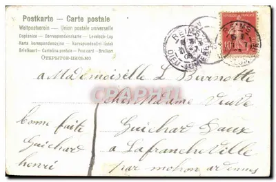 Pigeons et marguerites — scène champêtre avec oiseau portant un panier — éditeur non visible — Verso