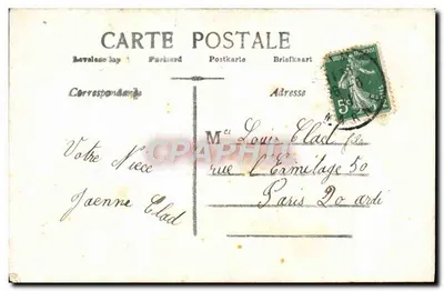 Mädchen in einem hellen Kleid — mit rosa Schleife und Blumen — J.C. Paris n°430 — Rückseite