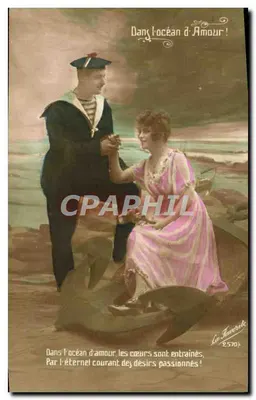 Casais apaixonados — cena marítima — editora Léa Favorite, n° 2570