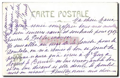 Ptaki i buk — Dobre Nowe — Karta pocztowa Bożego Narodzenia — Rewers