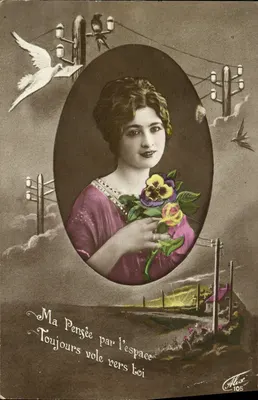 Mulher segurando flores — pássaros e torres — editor Alice, n° 105