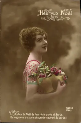Mulher segurando um buquê — Feliz Natal — Furia 1901/3