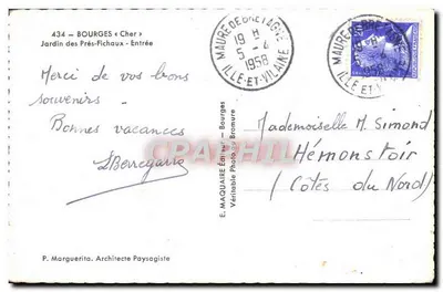 Ogród Prés-Fichaux — Wejście — E. Maquaire, Bourges — Rewers