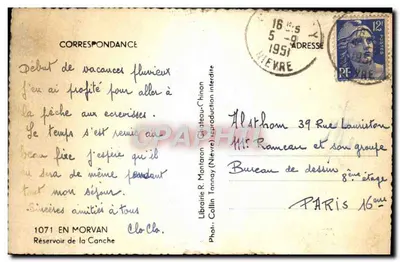 Reservatório da Canche — Morvan — Livraria R. Montaron (Nievre) — Verso