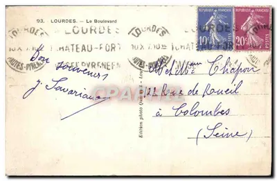 Lourdes — Le Boulevard — Édition photo Quinault — Verso