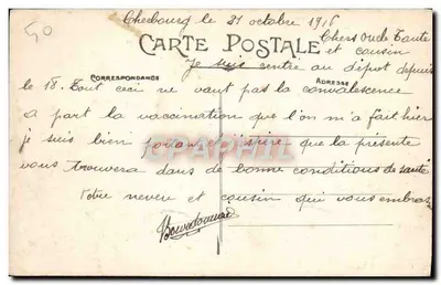 Cherbourg — A Estátua de Napoleão I e a Baía — Coleção F. C. Cherbourg — Verso