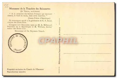 Monumento da Trincheira das Baionetas — Ossuário de Douaumont — (A. Ventre, arquiteto) — Verso