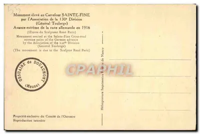 Monumento a los Caídos — Cruce de Sainte-Fine — Ossario de Douaumont — Reverso