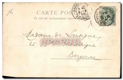 Środkowa fasada Urzędu Miasta — Angoulême — wydawca Paris, nr 2521 — Rewers