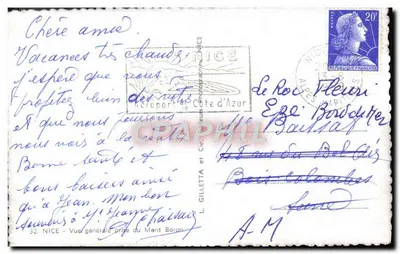 Vue générale de Nice — prise du Mont Boron — éditeur L. Gilletta et Cie — Verso