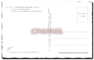 Beeld van Vercingétorix — Clermont-Ferrand — éd. S.P.A.D.E.M. Paris IV — Achterkant