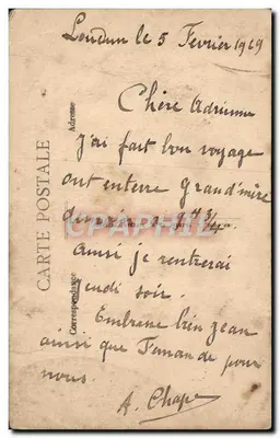 Bilhete postal antigo Loudun O Donjon Monumento Histórico — Verso