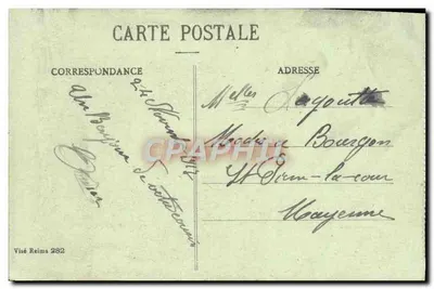 Reims w latach bombardowań 1914-1917 — Katedra Świętego Andrzeja (Faubourg Cérès). Nawa, ku Wielkiemu Portalowi — kolekcja G. Daboix, Reims — Rewers