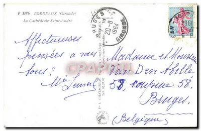 Bordeaux — Catedral de San Andrés — Editor Elbé, n° P 3376 — Reverso