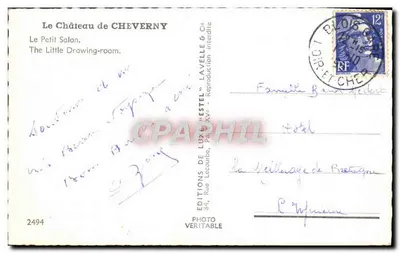 Zamek w CHEVERNY — Mały Saloon — Wydawnictwo Lavelle & Cie, nr 2494 — Rewers