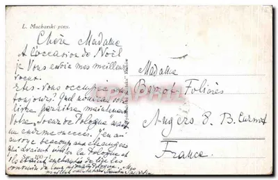 Crianças vestindo roupas de festa na neve — L. Mucharski — editor não visível — Verso