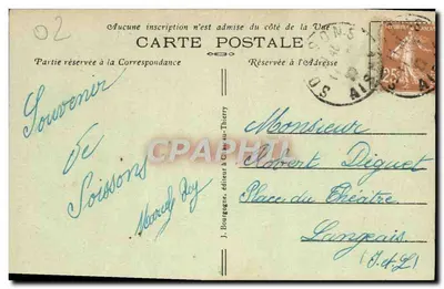 Soissons (Aisne) — Ogólny widok przed inwazją (1914) — J. Bourgogne, wydawca w Château-Thierry, nr 31 — Rewers