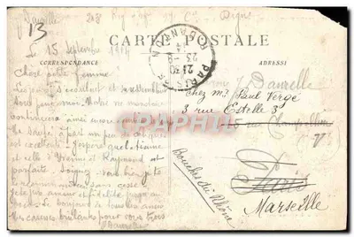 Marselha - O Forte Saint-Jean e a Baía — Edição das Novas Galerias, n°43 — Verso
